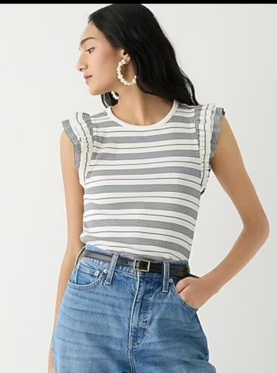 J. Crew Tops - J. Crew Striped Ruffle Tank Top